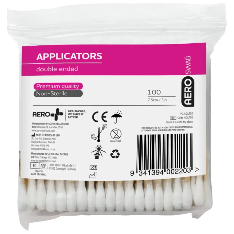 Cotton Tip Applicator (Non-sterile) Double End Applicators 7.5cm Bag/1